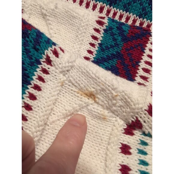 St John’s Bay Vintage Geometric Knit Cotton Heavyweight Sweater Size L USA - Picture 4 of 6